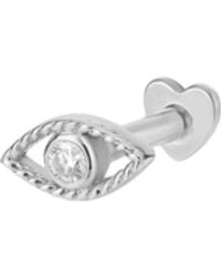 Vanhi - 14K Solid Lab-Grown Diamond Evil Eye Flat Back Stud - Lyst