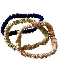 Soft Strokes Silk - Neutrals Set Of Three Pure Mulberry Silk Skinny Scrunchie Weekly Special Hair Ties Spring Classics - Lyst