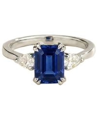 Juvetti - Ailes Sapphire Emerald-Cut Ring With Pear Side Diamonds - Lyst