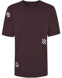 INGMARSON - Symbols Embroidered Organic Cotton T-Shirt Burgundy - Lyst
