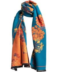 Saachi - Two Tone Floral Reversible Scarf - Lyst