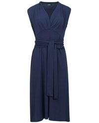 Conquista - Sleeveless V-Neck Jersey Dress With Wrap Belt - Lyst