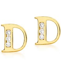 Posh Totty Designs - Gold Initial Earrings With Cubic Zirconia - Lyst