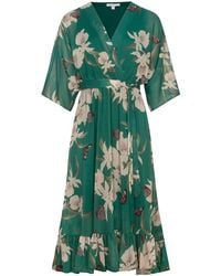 Urban Touch - Green Floral Kimono Wrap Midi Dress - Lyst