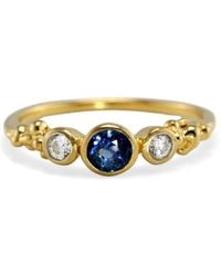 Isla Silver - Dainty Lab-Grown Diamond & Sapphire Ring - Lyst