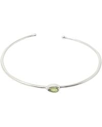 Harfi - Minimalist Sterling Peridot August Birthstone Bangle Bracelet - Lyst
