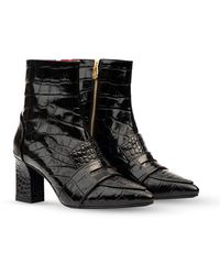 Rosamund Muir London - Luciana Shiny Crocodile Print Loafer Boots - Lyst