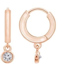 Diamonbliss - Bezel Set Dangle Hoop Earrings, Rose - Lyst