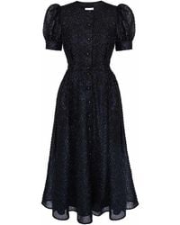 POST MERIDIEM - Sequin Button Front Midi Dress - Lyst