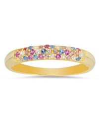 Kylie Harper - Petite Pastel Multi-Color Pave Cz Band Ring - Lyst