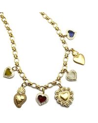 Achala Handcrafted - Sabrina Golden & Semiprecious Hearts Charm Necklace - Lyst