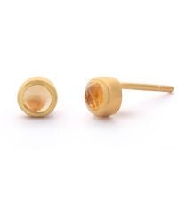 Nellou Jewellery - Citrine Mini Gem Dot November Birthstone Earrings Plated Sterling - Lyst