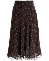 Sofia Tsereteli - Chocolate Patterned Silk Skirt - Lyst