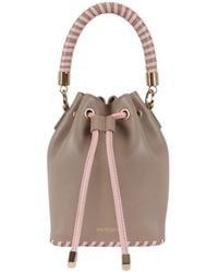Saonara Brand - Neutrals Mini Bucket Bag Taupe Peony Leather - Lyst
