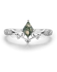 Azura Jewelry New York - Victorian Lace Moss Agate Ring White Gold Vermeil© - Lyst
