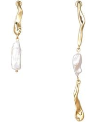 Classicharms - Asymmetrical Molten Baroque Pearl Earrings - Lyst