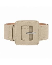 BeltBe - Neutrals Suede Square Buckle Belt - Lyst