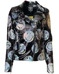 Any Old Iron - Iridescent Smiley Sequin Moto Jacket - Lyst