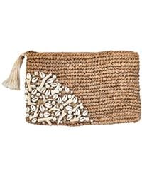 OhSun - Neutrals Coralie Raffia, Shell, And Pearl Clutch - Lyst