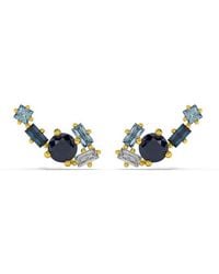 Onia - Sapphire, Aquamarine & Diamond Cluster Quinta-Studs - Lyst