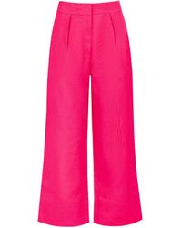 JAAF - Linen-blend Cropped Pants In Hot Pink - Lyst