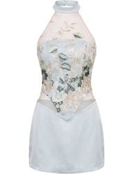 Clerestory - Coralie Floral Embroidered Halter Corset Mini Dress - Lyst