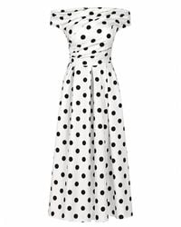 Girl In Mind - Betty Asymmetric Midi Dress Polka - Lyst