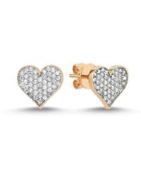 Ecce | Artisan Diamonds - Solid 14Ct Heart Diamond Pair Stud Earring - Lyst