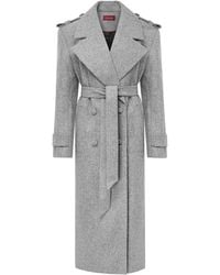 Mandragora - Double Breasted Wool Coat With Belt Rove - Lyst