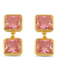 LINYA JEWELLERY - Double Crystal Stone Dangle Earrings - Lyst