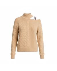 Chuks Collins - Neutrals Victorian Cut Out Shoulder Ivory Sweater - Lyst
