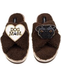 Laines London - Neutrals Laines Netural Boucle Slippers With Snoopy The Pug & Dog Mum Mom Brooches - Lyst