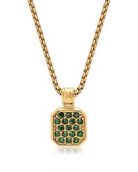 Nialaya - Gold Necklace With Green Cz Square Pendant - Lyst