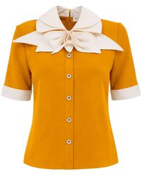 Julia Allert - Short Sleeve Formal Bow Blouse - Lyst