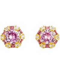 Juvetti - Melba Gold Earrings Pink Sapphire And Diamond - Lyst