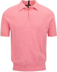 lords of harlech - Peterson Coral Jacquard Linen Cotton Polo - Lyst