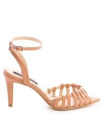 The 5Th Element - Neutrals Kris Nude Leather Heel Sandals - Lyst