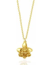 Unaloe - Vermeil Floral Necklace With Sculpted Roses And Leaves – Handmade Italian Romantic Pendant Jewelry For - Lyst