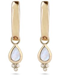 Zohreh V. Jewellery - Moonstone & Diamond Tear Drop Hoop Earrings 9k - Lyst