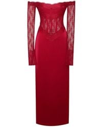 Miss Circle New York - Nessa Lace Satin Corset Maxi Dress - Lyst