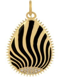 Artisan - 14k Gold Pave Diamond Designer Enamel Charm Pendant Handmade Jewelry - Lyst