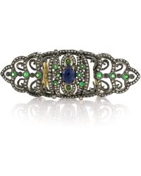 Artisan - Sapphire Tsavorite Gemstone Diamond 18k Gold 925 Sterling Silver Knuckle Ring Jewelry - Lyst