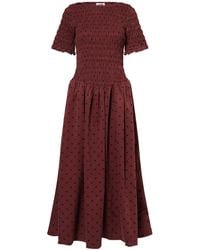 Amy Lynn - Beatrix Smocked Plum Polka Dot Midi Dress - Lyst