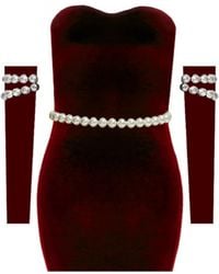 Nur Karaata - Eternal Mini Burgundy Dress - Lyst