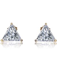 Genevive Jewelry - Sterling Silver Cubic Zirconia Triangle Gold Stud Earrings - Lyst