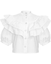 AOIFE - Ruched Layered Cotton Twill Blouse - Lyst