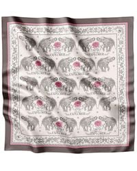 Lamberty Munich - Elephant Odyssey Classic Italian Silk Scarf Neutrals - Lyst