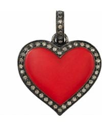 Heather Hawkins Jewelry - Poker Face Enamel Diamond Heart Oxidized Sterling Pendant Charm - Lyst