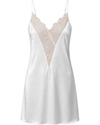 Oh!Zuza - Grace Satin Viscose Mini Nightdress Lace Cream - Lyst