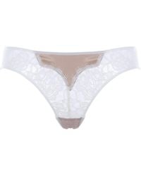 SAETA Paris - Neutrals Cotton Lace & Silk Pantie - Lyst